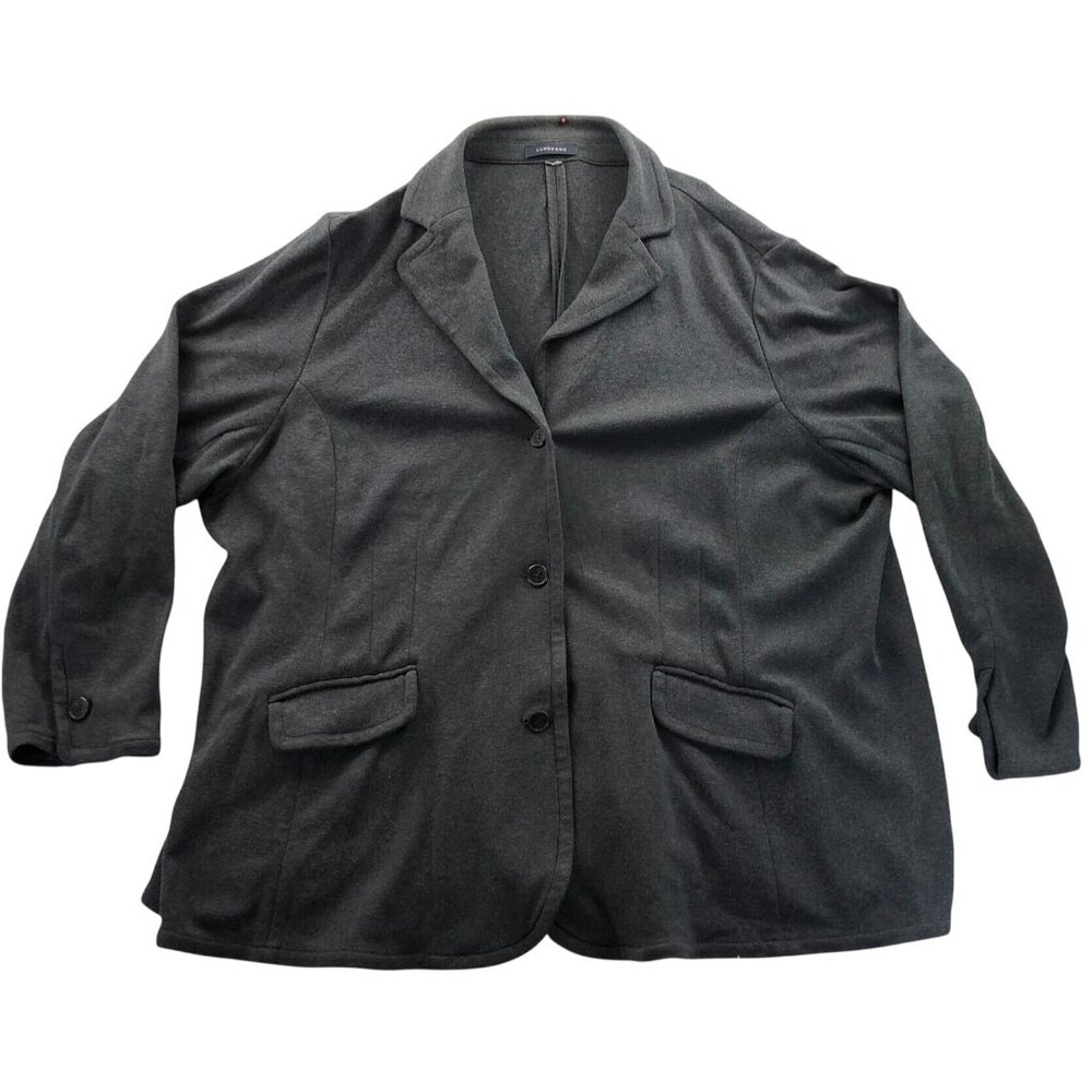 Lands End Womens Blazer Jacket 22W Button Front Baumwolle Gray Three-Button Work